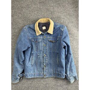 Vintage Saddle King Jacket Mens Large Denim Corduroy Collar Western Work 90s